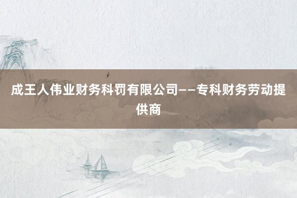 成王人伟业财务科罚有限公司——专科财务劳动提供商